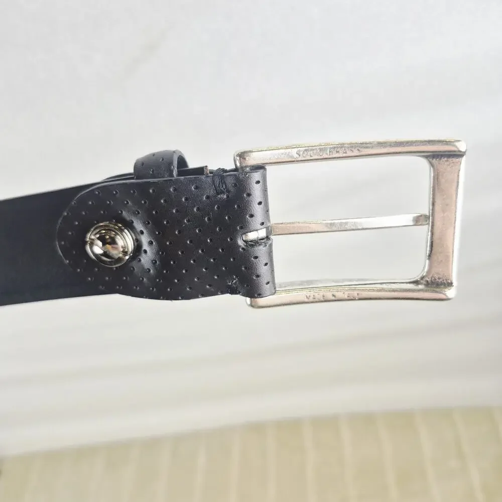 Paolo Vitale Black Genuine Leather Belt Handmade In Italy size 90cm US L 34-36